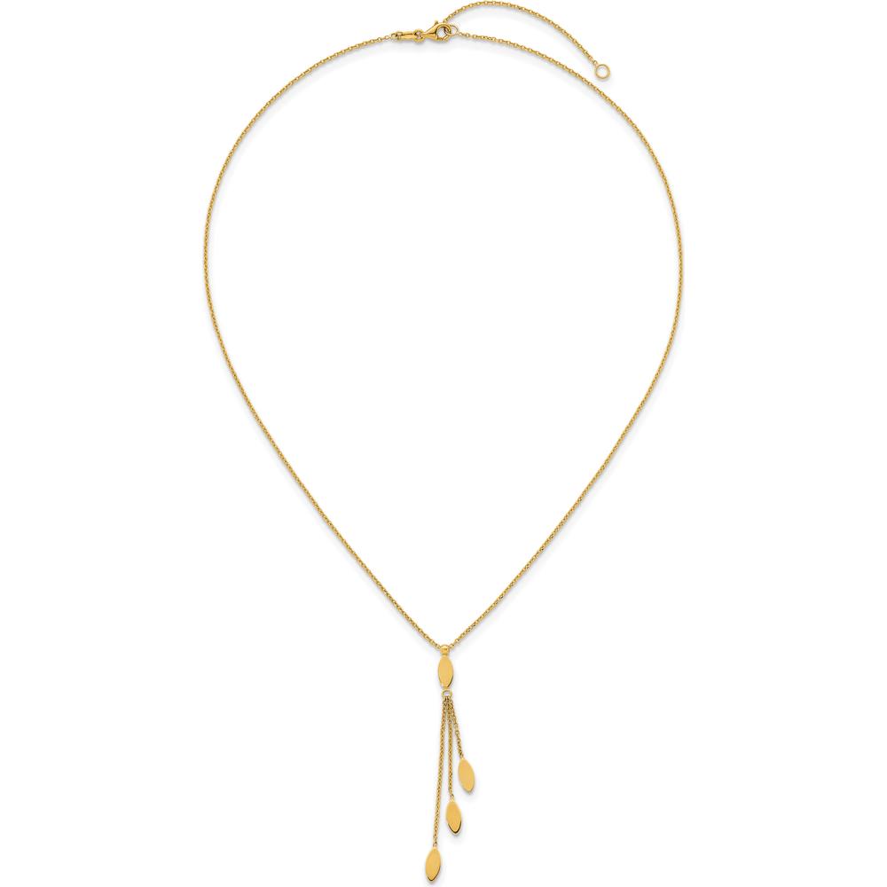 14K Yellow Gold Polished Oval Dangle Necklace with 2" Extender - 18" Total Length by 0