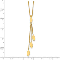 14K Yellow Gold Polished Oval Dangle Necklace with 2" Extender - 18" Total Length by 0