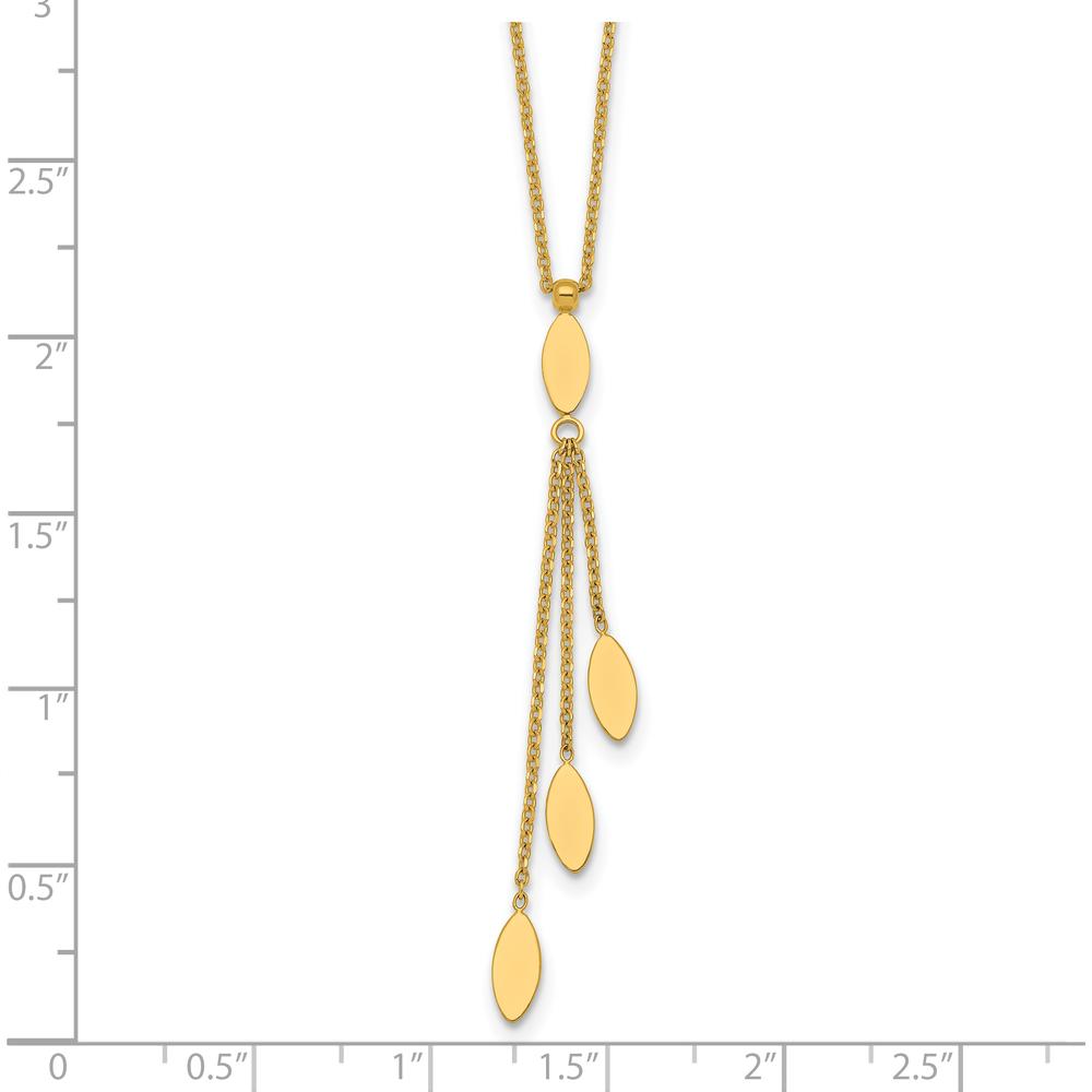 14K Yellow Gold Polished Oval Dangle Necklace with 2" Extender - 18" Total Length by 0