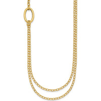 14K Yellow Gold Polished Oval Double Strand Cable Chain Necklace - 18" by 0