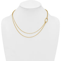 14K Yellow Gold Polished Oval Double Strand Cable Chain Necklace - 18" by 0