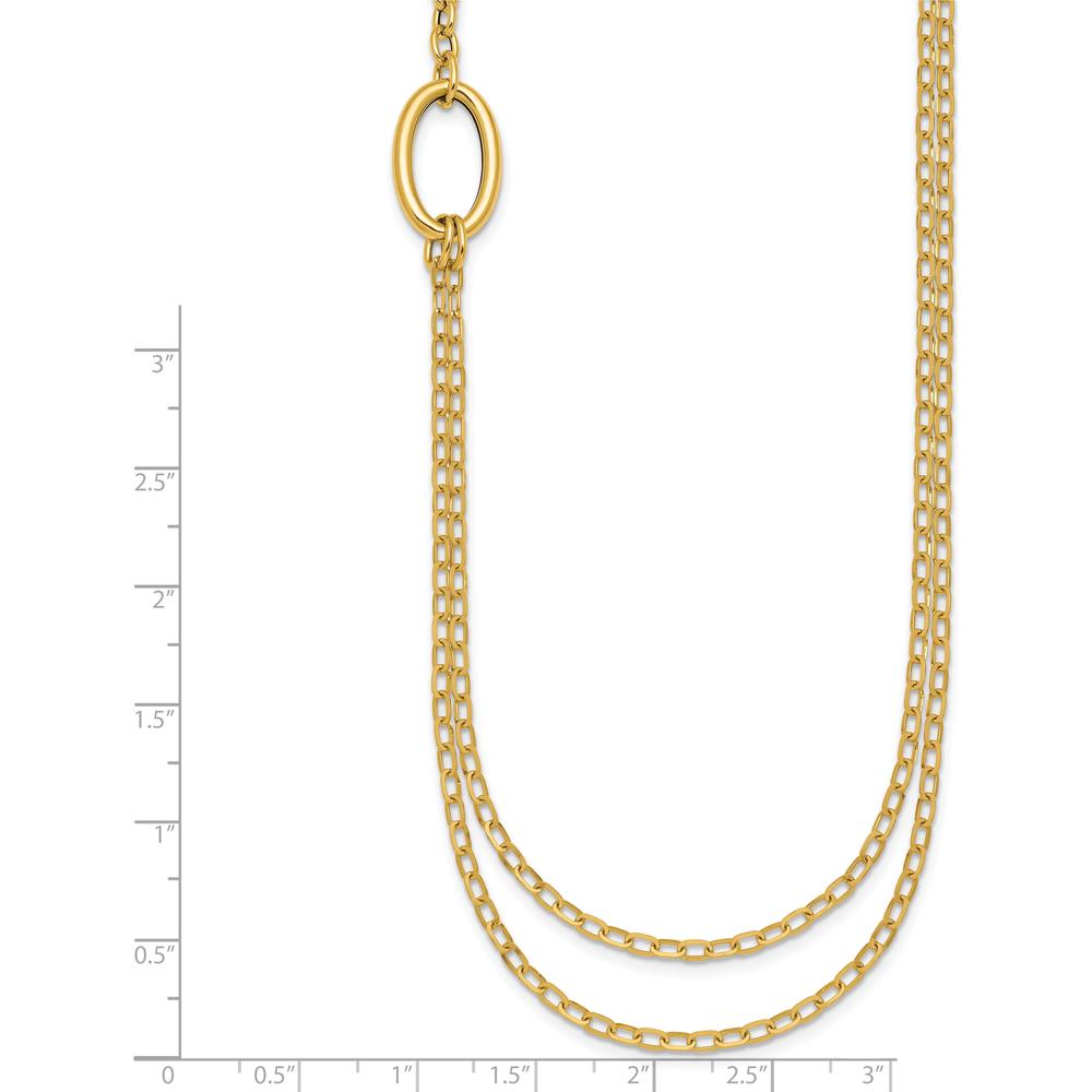 14K Yellow Gold Polished Oval Double Strand Cable Chain Necklace - 18" by 0