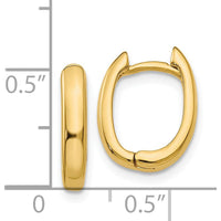 14K Yellow Gold Polished Oval Hinged Hoop Earrings - 7mm Length by 0