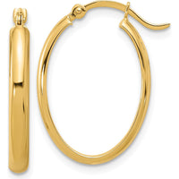 14K Yellow Gold Polished Oval Hoop Earrings - 17mm Width, 14mm Length by Monteluci Fine Jewelry