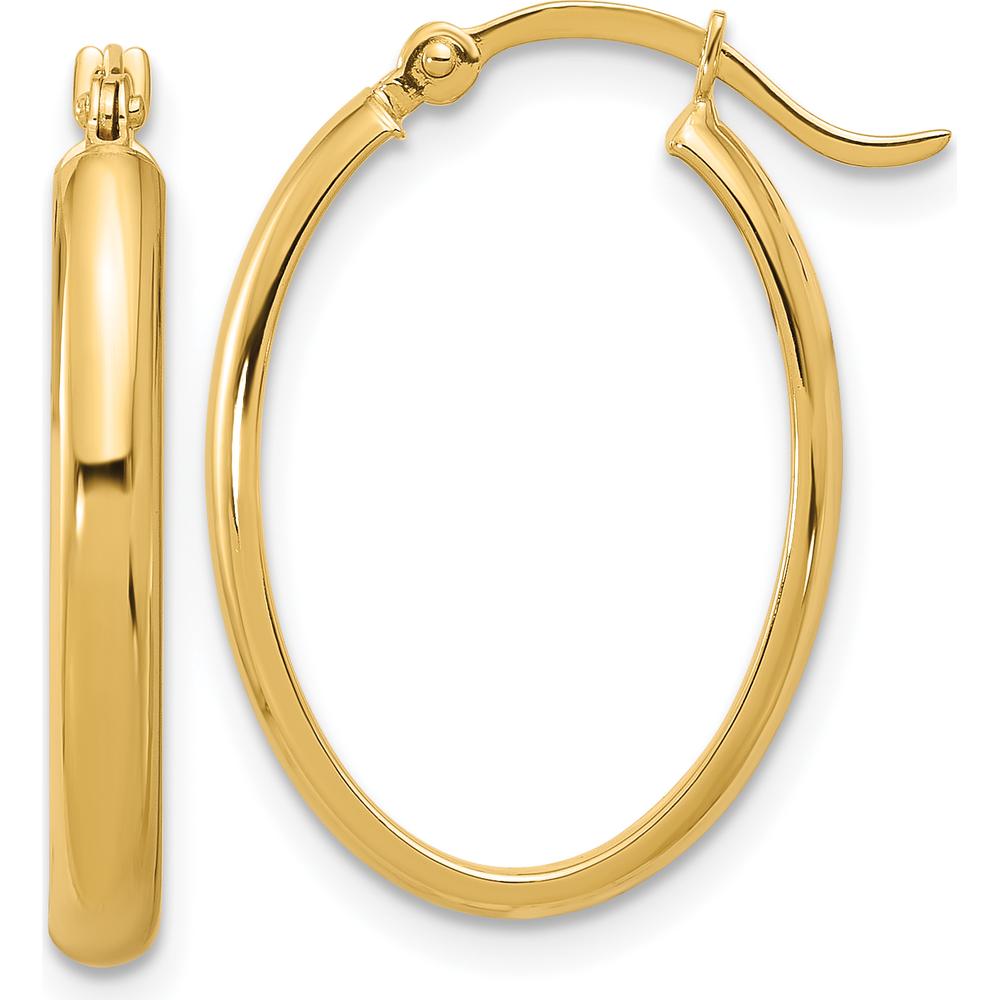 14K Yellow Gold Polished Oval Hoop Earrings - 17mm Width, 14mm Length by Monteluci Fine Jewelry