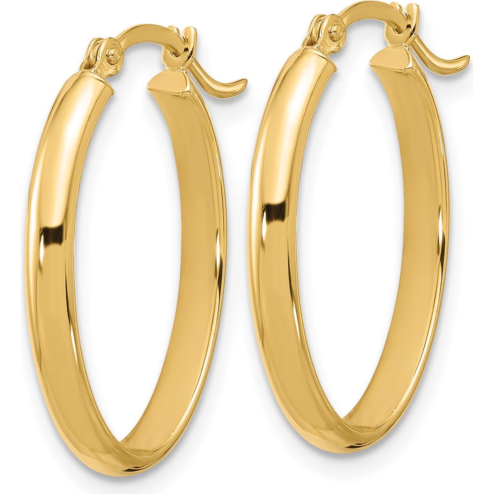 14K Yellow Gold Polished Oval Hoop Earrings - 17mm Width, 14mm Length by Monteluci Fine Jewelry