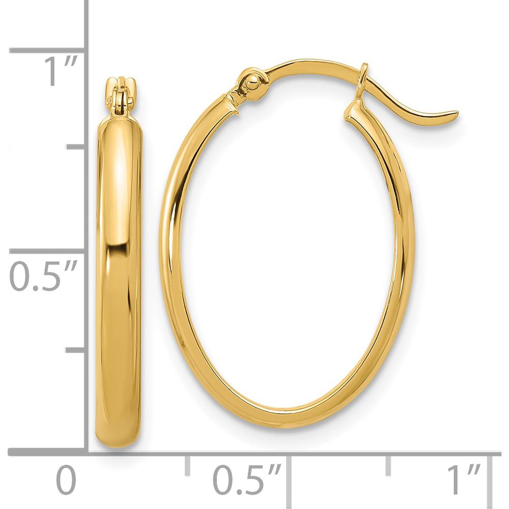 14K Yellow Gold Polished Oval Hoop Earrings - 17mm Width, 14mm Length by Monteluci Fine Jewelry