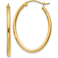 14K Yellow Gold Polished Oval Hoop Earrings - 21.5mm Width, 17mm Length by 0