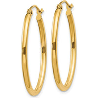 14K Yellow Gold Polished Oval Hoop Earrings - 21.5mm Width, 17mm Length by 0