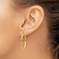 14K Yellow Gold Polished Oval Hoop Earrings - 21.5mm Width, 17mm Length by 0