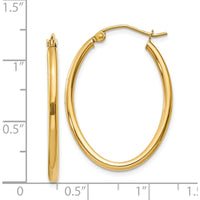 14K Yellow Gold Polished Oval Hoop Earrings - 21.5mm Width, 17mm Length by 0