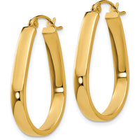 14K Yellow Gold Polished Oval Hoop Earrings - 24.6mm Length, 3.5mm Thickness by Oro Pregiato
