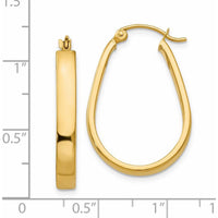 14K Yellow Gold Polished Oval Hoop Earrings - 24.6mm Length, 3.5mm Thickness by Oro Pregiato