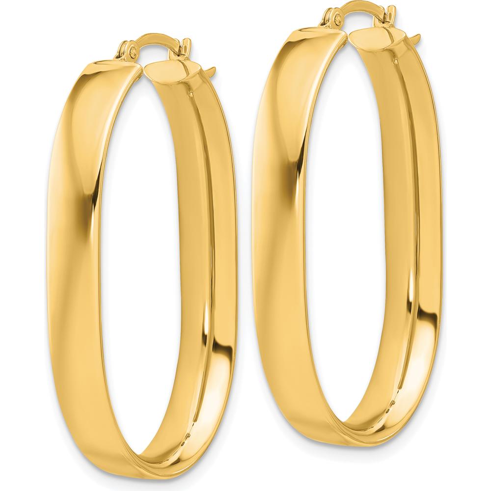 14K Yellow Gold Polished Oval Hoop Earrings - 31mm Length by 0