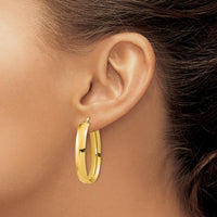 14K Yellow Gold Polished Oval Hoop Earrings - 31mm Length by 0