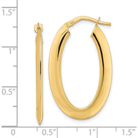 14K Yellow Gold Polished Oval Hoop Earrings - 33.7mm Length by 0