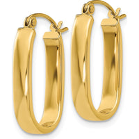 14K Yellow Gold Polished Oval Hoop Earrings - 8mm Length by Oro Pregiato