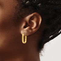 14K Yellow Gold Polished Oval Hoop Earrings - 8mm Length by Oro Pregiato