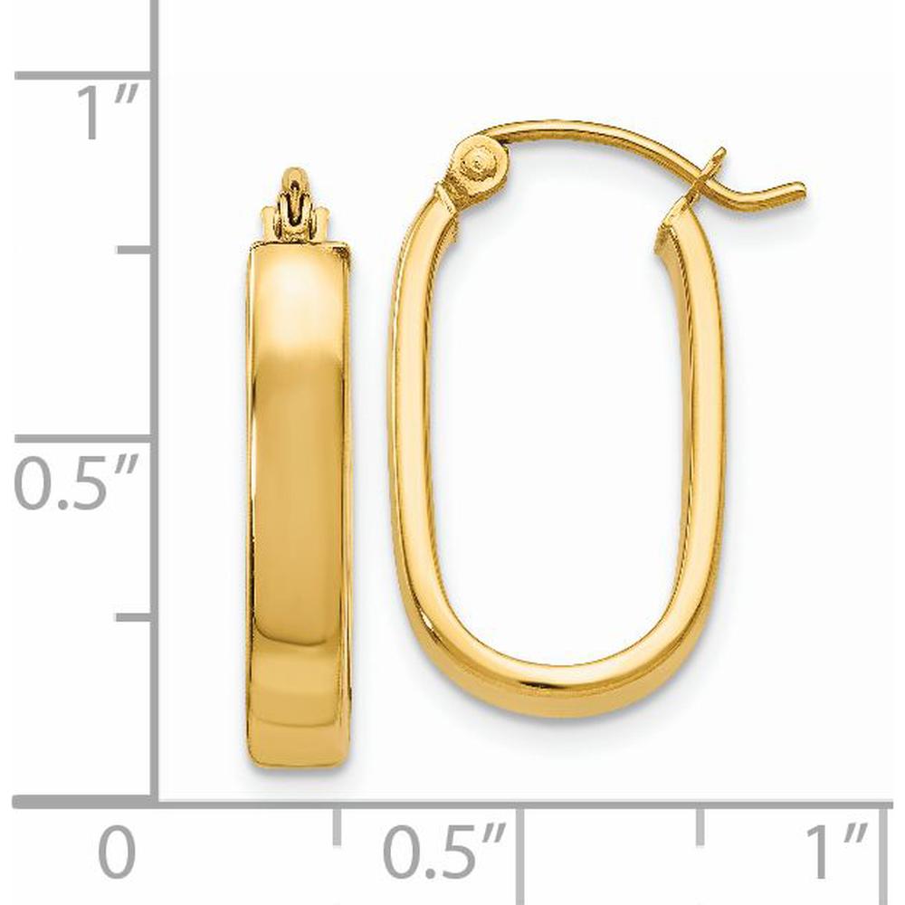 14K Yellow Gold Polished Oval Hoop Earrings - 8mm Length by Oro Pregiato