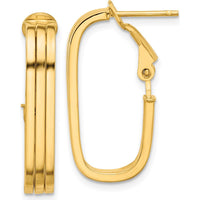 14K Yellow Gold Polished Oval Hoop Earrings with Omega Back - 25.25mm Length by 0