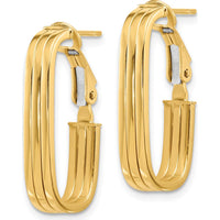 14K Yellow Gold Polished Oval Hoop Earrings with Omega Back - 25.25mm Length by 0