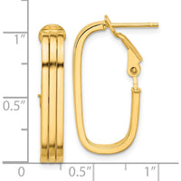 14K Yellow Gold Polished Oval Hoop Earrings with Omega Back - 25.25mm Length by 0