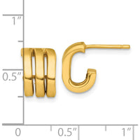 14K Yellow Gold Polished Oval J-Hoop Earrings - 11.5mm by 0