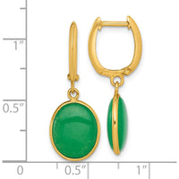 14K Yellow Gold Polished Oval Jade Cabochon Dangle Earrings by Oro Pregiato