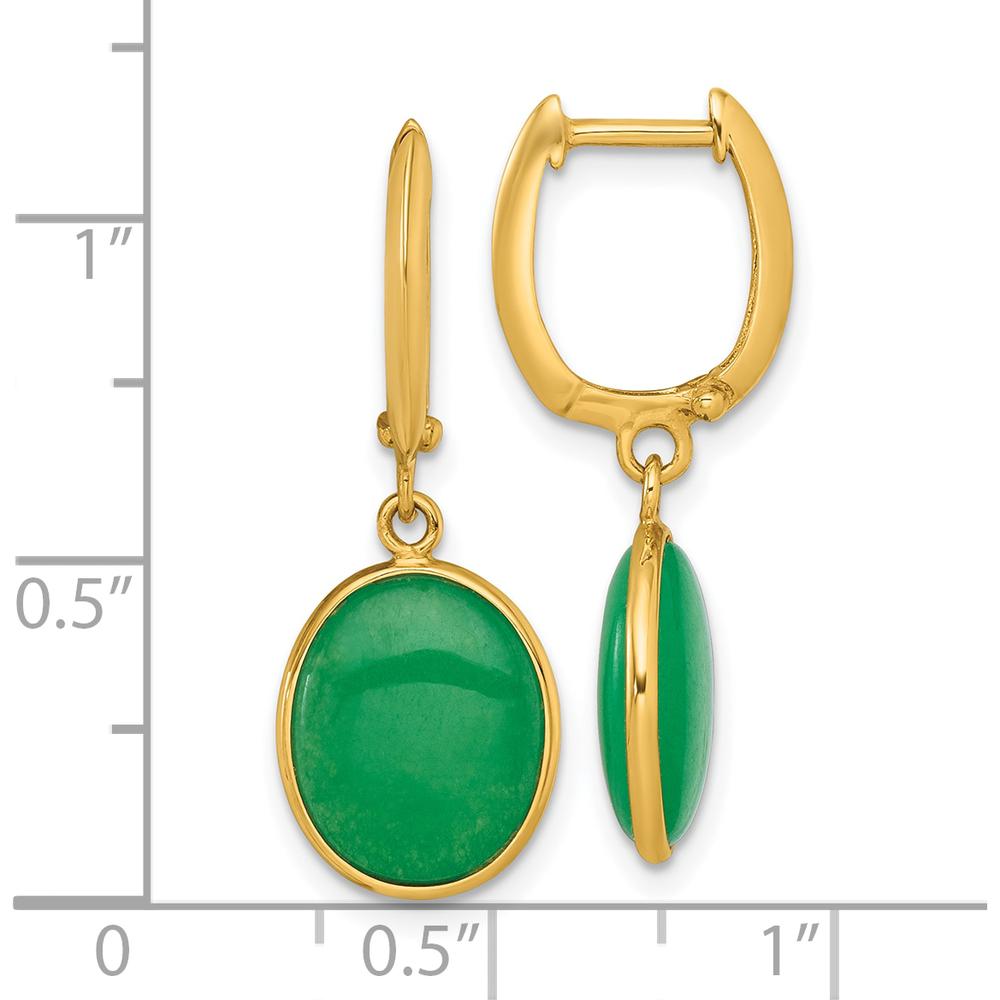 14K Yellow Gold Polished Oval Jade Cabochon Dangle Earrings by Oro Pregiato