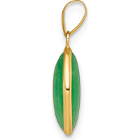 14K Yellow Gold Polished Oval Jade Cabochon Pendant - 11.5x9.5mm by Oro Pregiato