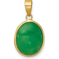 14K Yellow Gold Polished Oval Jade Cabochon Pendant - 11.5x9.5mm by Oro Pregiato
