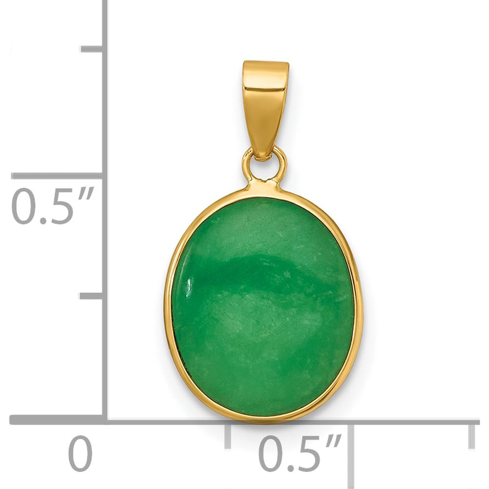 14K Yellow Gold Polished Oval Jade Cabochon Pendant - 11.5x9.5mm by Oro Pregiato