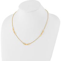 14K Yellow Gold Polished Oval Link and Diamond-Cut Rope 3-Station Necklace - 20.25" Length by 0