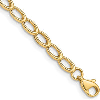 14K Yellow Gold Polished Oval Link Bracelet - 7.5" Length by Oro Pregiato