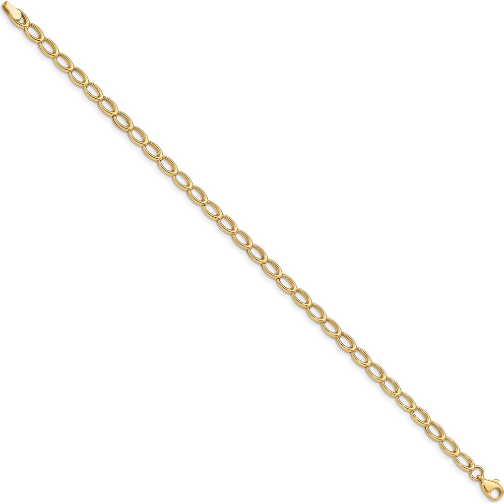 14K Yellow Gold Polished Oval Link Bracelet - 7.5" Length by Oro Pregiato