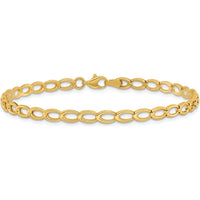 14K Yellow Gold Polished Oval Link Bracelet - 7.5" Length by Oro Pregiato