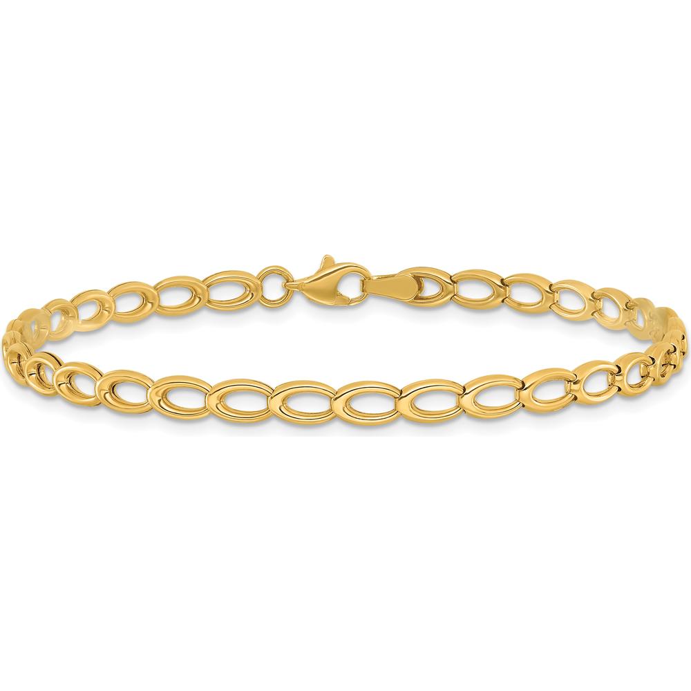 14K Yellow Gold Polished Oval Link Bracelet - 7.5" Length by Oro Pregiato