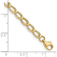 14K Yellow Gold Polished Oval Link Bracelet - 7.5" Length by Oro Pregiato