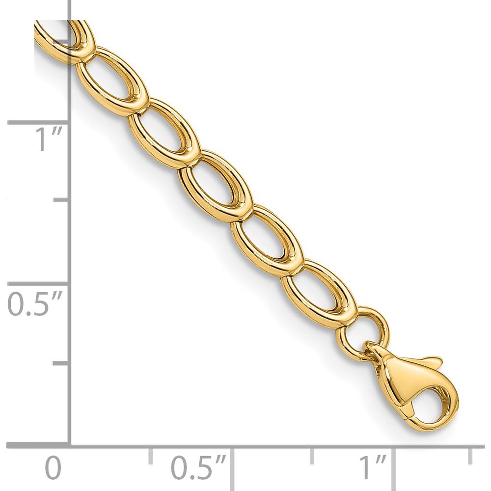 14K Yellow Gold Polished Oval Link Bracelet - 7.5" Length by Oro Pregiato