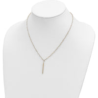 14K Yellow Gold Polished Oval Link Chain Necklace with Diamond-Cut Bar Pendant - 30mm Length by 0