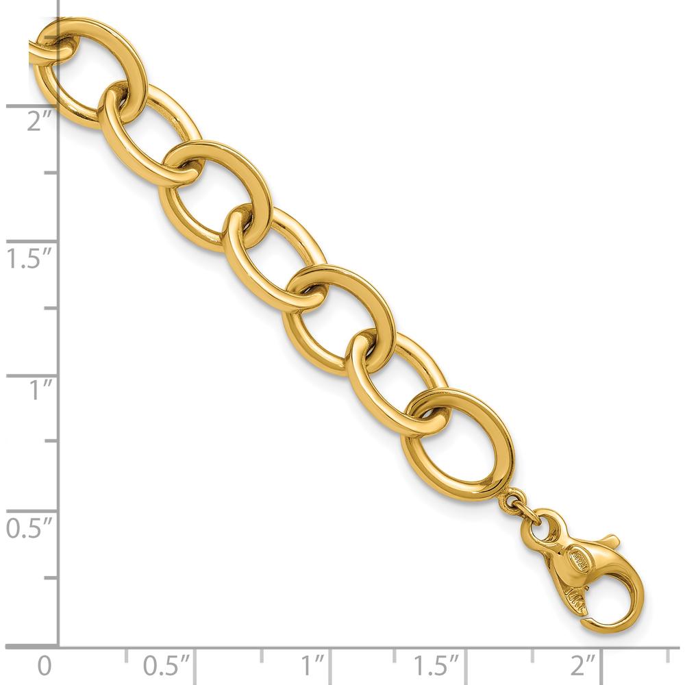 14K Yellow Gold Polished Oval Link Dangle Earrings - 35mm Length by 0