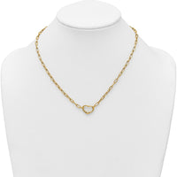 14K Yellow Gold Polished Oval Link Necklace with Heart Clasp - 18" Length, Convertible to Bracelet by 0