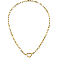 14K Yellow Gold Polished Oval Link Necklace with Heart Clasp - 18" Length, Convertible to Bracelet by 0