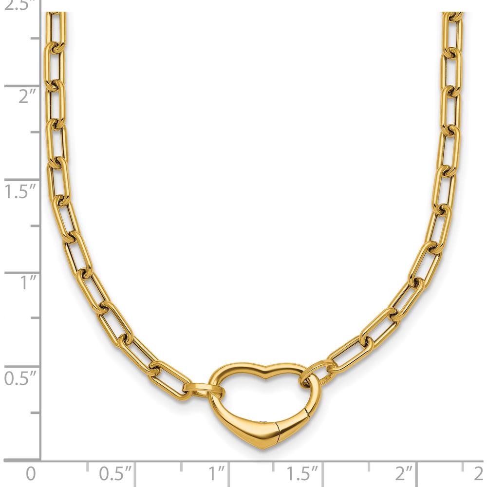 14K Yellow Gold Polished Oval Link Necklace with Heart Clasp - 18" Length, Convertible to Bracelet by 0