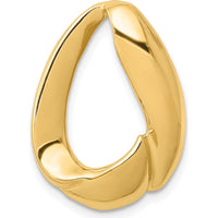 14K Yellow Gold Polished Oval Slide Pendant for Omega Chains - Fits up to 10mm by 0