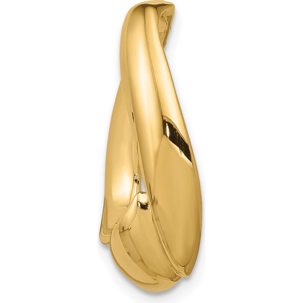 14K Yellow Gold Polished Oval Slide Pendant for Omega Chains - Fits up to 10mm by 0