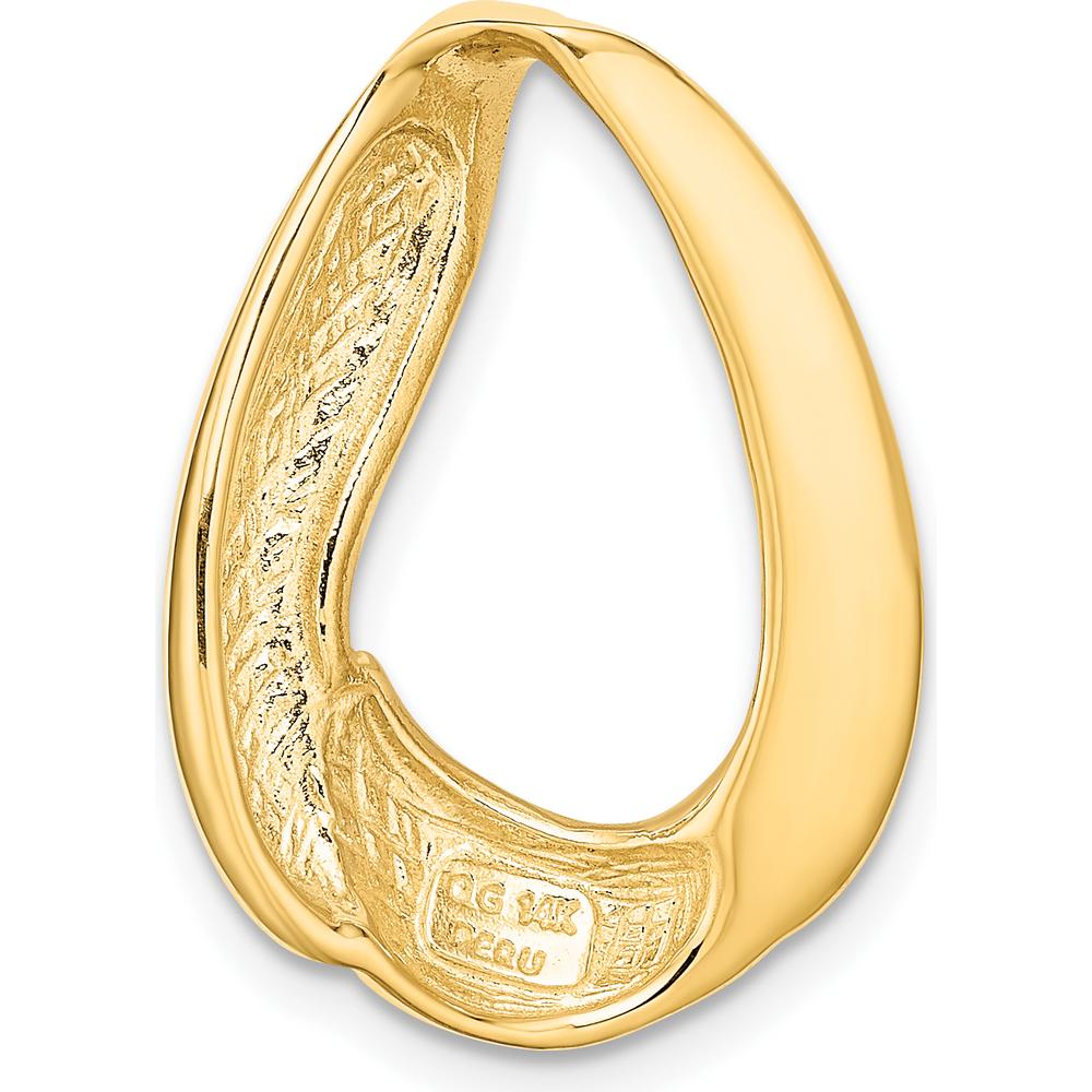 14K Yellow Gold Polished Oval Slide Pendant for Omega Chains - Fits up to 10mm by 0