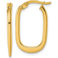 14K Yellow Gold Polished Oval Tapered Tube Hoop Earrings - 24.5mm Length by 0