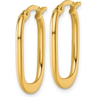 14K Yellow Gold Polished Oval Tapered Tube Hoop Earrings - 24.5mm Length by 0
