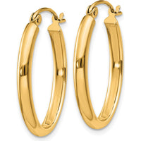 14K Yellow Gold Polished Oval Tube Hoop Earrings - 23.5mm Length by 0